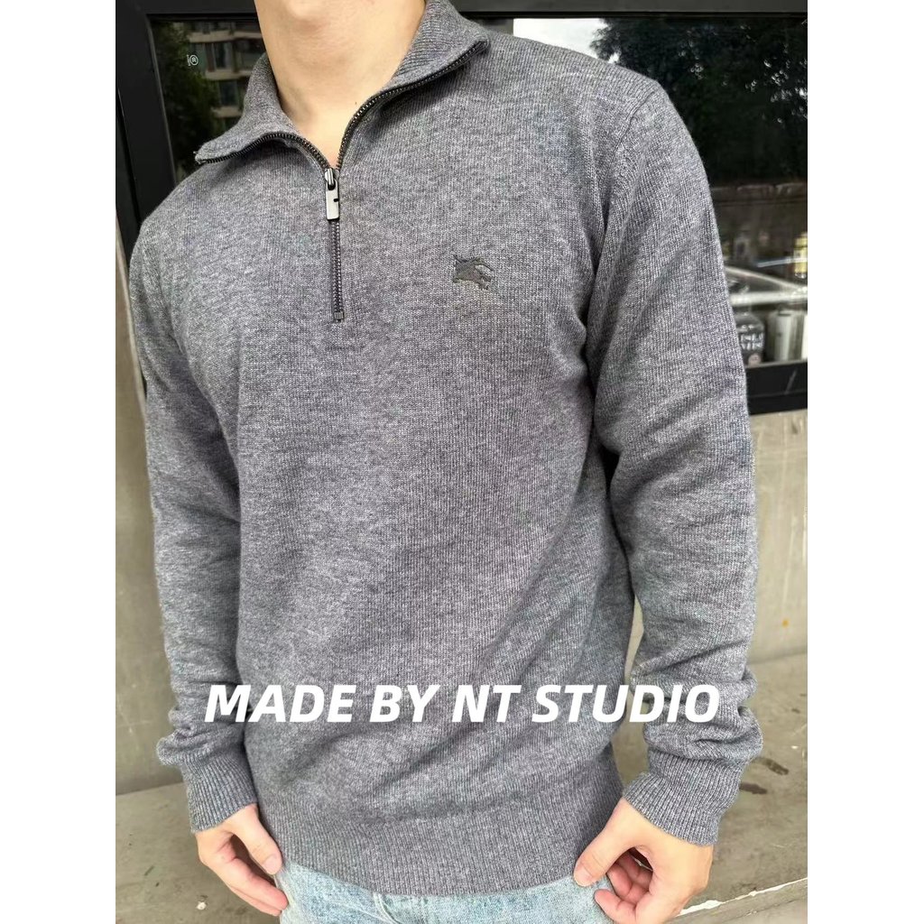 FW25 ฤดูใบไม้ร่วงต้นฤดูใบไม้ร่วงสไตล์ใหม่ BBR War Horse ปักครึ่งซิปเสื้อกันหนาวคอเต่าผู้ชายผู้หญิงเด