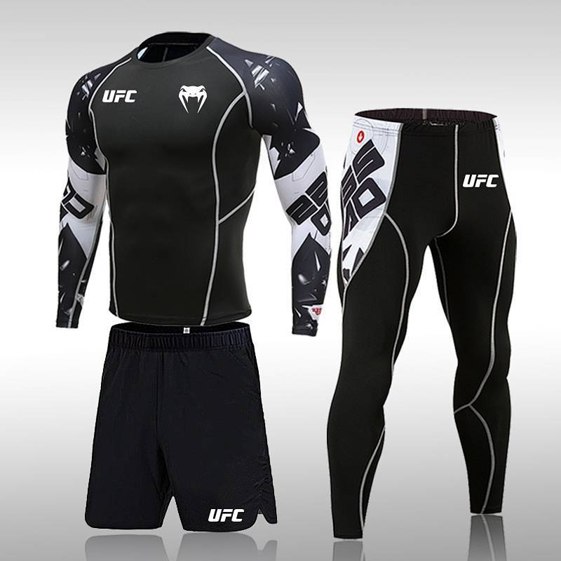 UFC Boxing Long Sleeve Three-Piece Suit Sanda Training Wear Running Gym Basketball Combat Fighting M