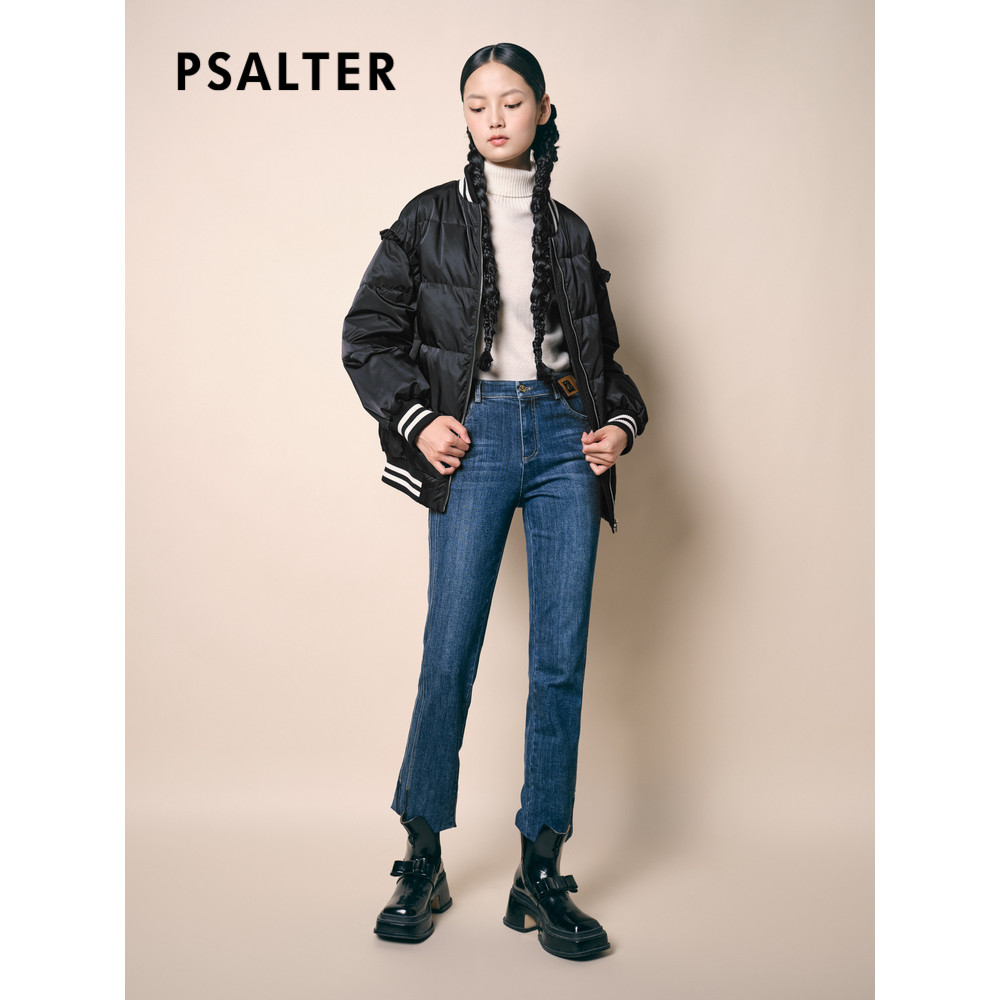 [Royal College] Psalm Keyan เสื้อผ้าผู้หญิง 2022 ฤดูใบไม้ร่วงหลวมเป็ดสีขาวลงเบสบอลคอปกเสื้อแจ็คเก็ตข