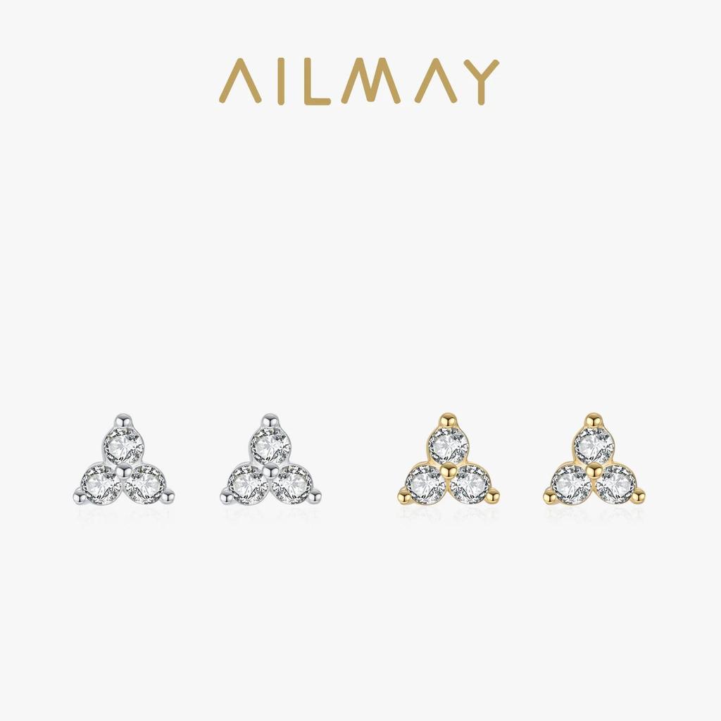 Ailmay 925 เงินสเตอร์ลิง Minimalist ต่างหูสตั๊ดสามเหลี่ยมสําหรับผู้หญิงเครื่องประดับเรียบง่าย