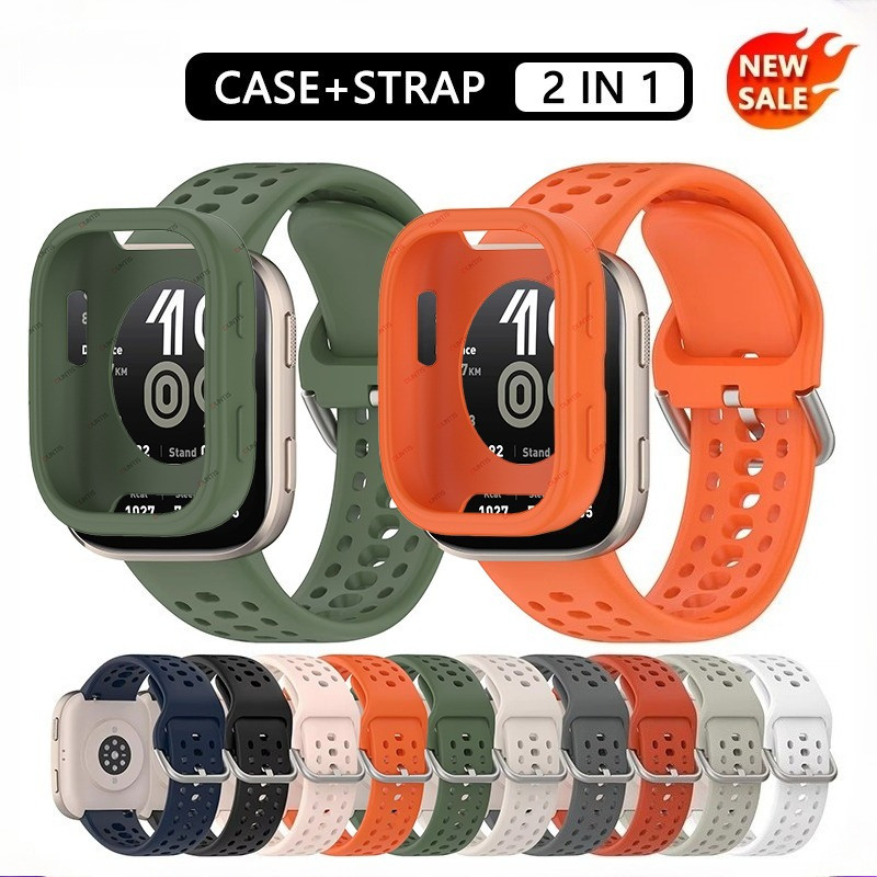 2 IN 1 เคสซิลิโคน + สายซิลิโคนสําหรับ Huami Amazfit Bip6 Bip 6 A2435 ซิลิคอนเข็มขัดสมาร์ทนาฬิกาสายรัดข้อมือเปลี่ยนสายรัด