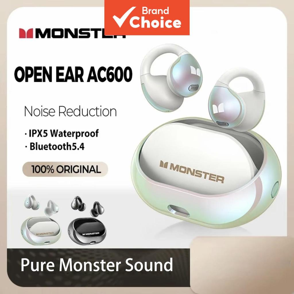 Monster AC600 หูฟังบลูทูธไร้สาย 5.4 แบบหนีบหู ตัดเสียงรบกวน พร้อมไมค์ กันน้ํา หูฟัง HD Call HiFi ตัด