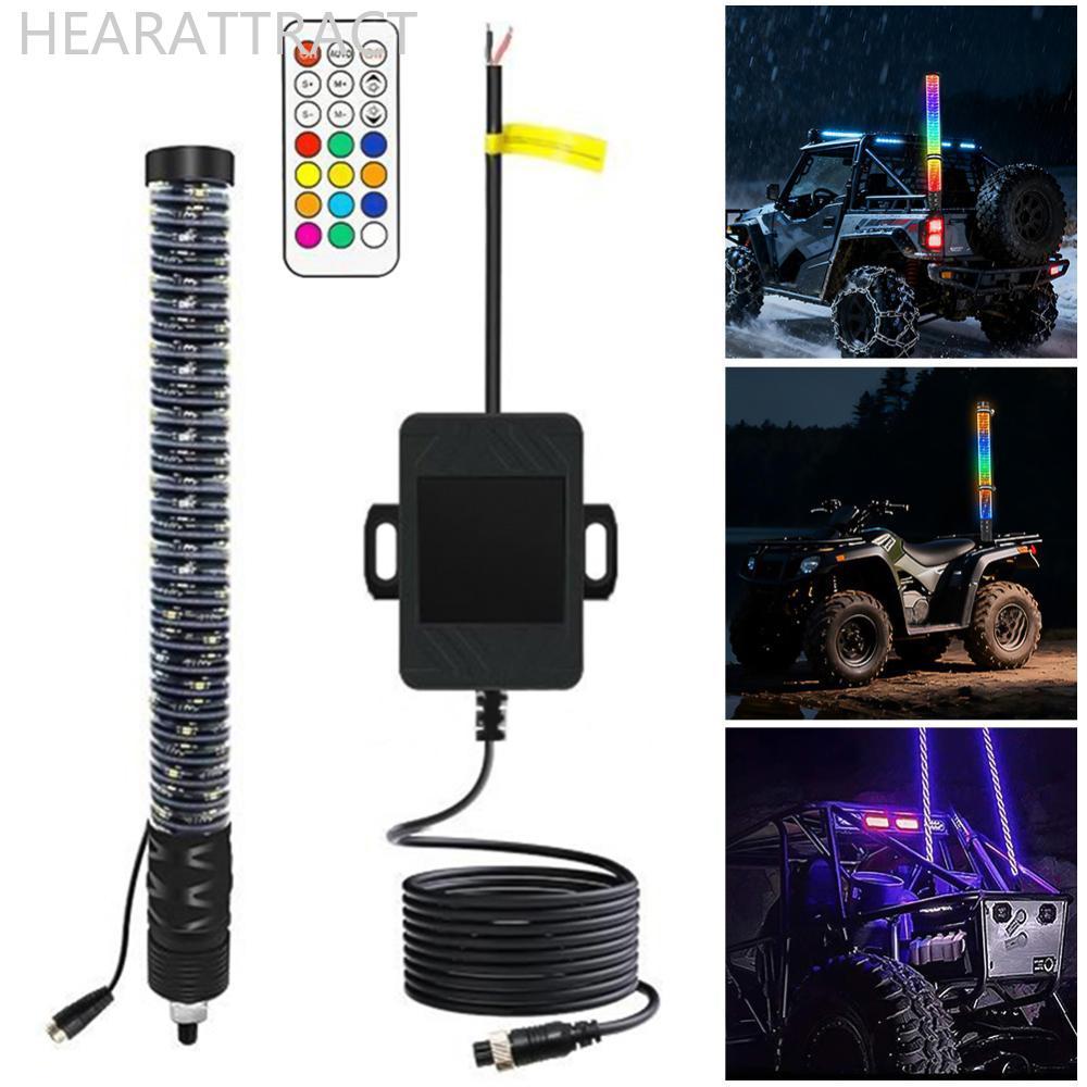 HEARATTRACT 30 ซม./1ft รีโมทคอนโทรลสีสัน LED Whip ไฟ Flagpole เสาอากาศ Whips APP RGB สําหรับ UTV ATV