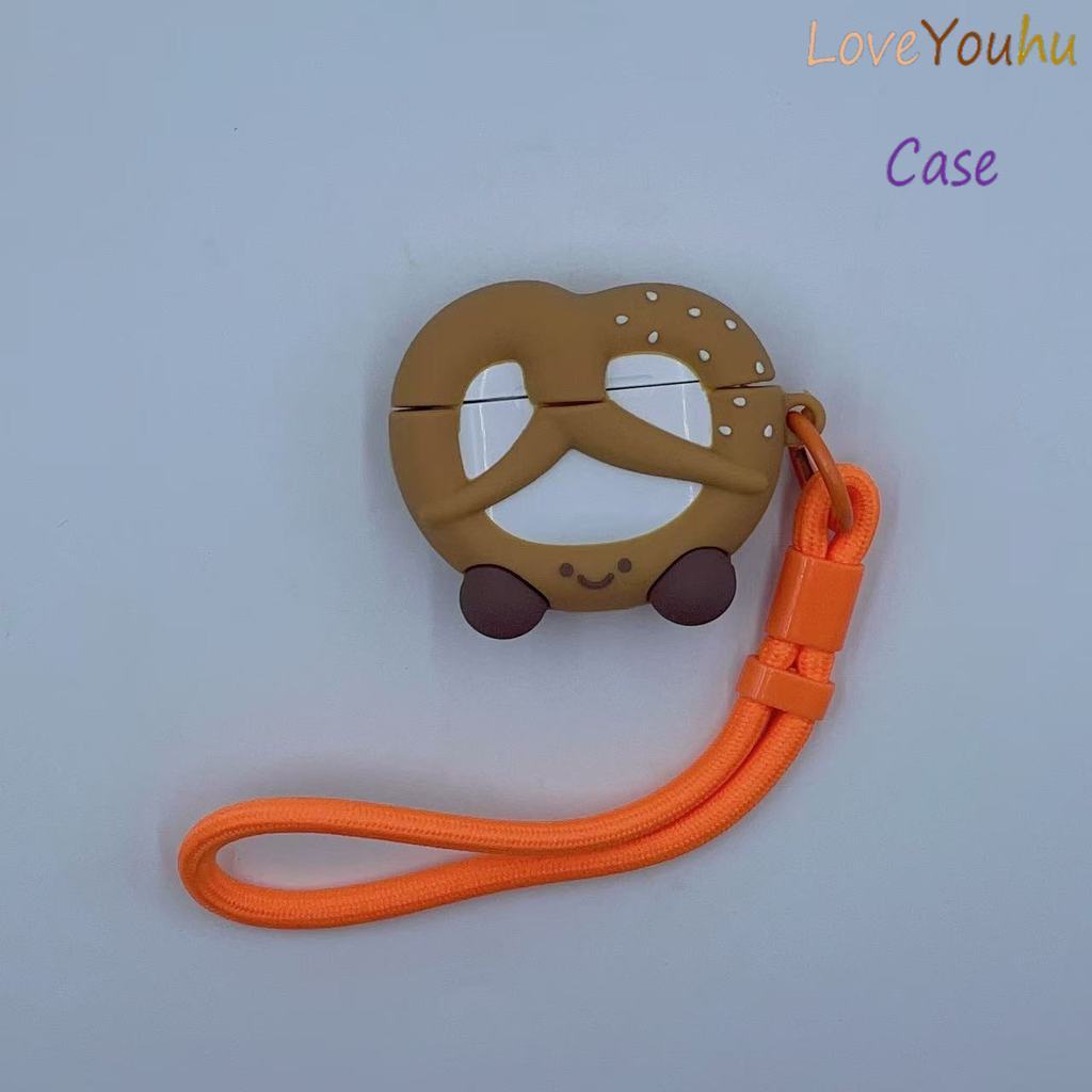 Loveyouhu สําหรับ GOOJODOQ J201 J206 J228 J229 หูฟัง Case & Lanyard รูปแบบขนมปังสร้างสรรค์