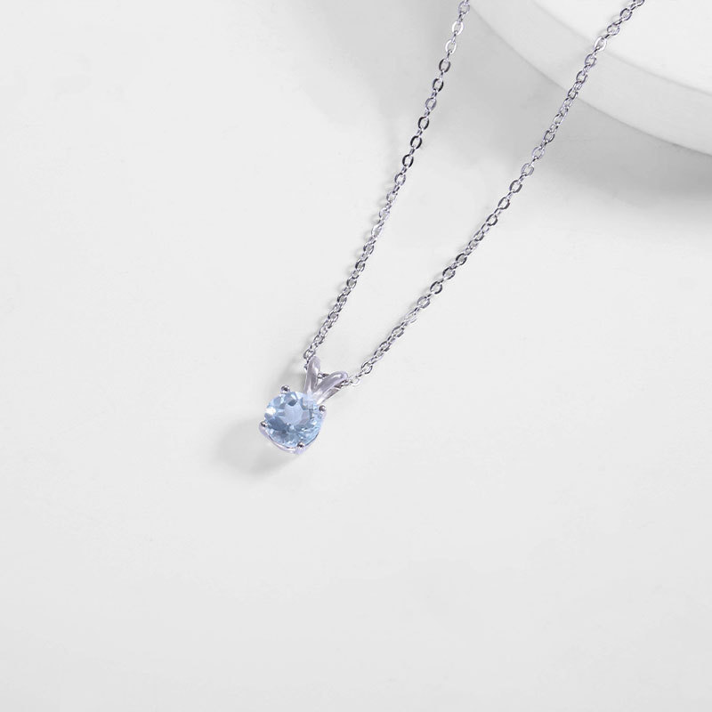 GSK สร้อยคอหญิงฤดูร้อน925เงิน75จุดพลอยสีฟ้าธรรมชาติจี้กระดูกไหปลาร้าโซ่ของขวัญวันเกิดของขวัญวันวาเลน