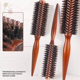 Bristle Round Styling Blow Dryer Straight & Curling Roll Hairbrush with Wooden Handle DIY Hairdressing Tool Household Design Comb Quiff Roller Heat-resistant