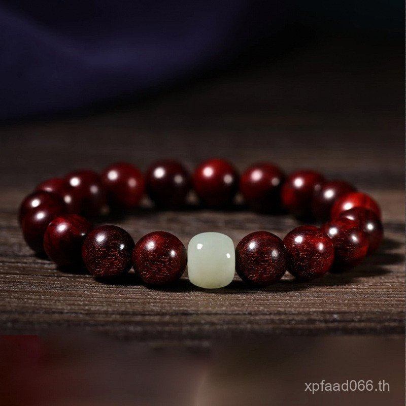 High-End 108 ลูกปัดลูกประคําธรรมชาติเต็มรูปแบบของทองดาวสร้อยข้อมือเลือดไม้จันทน์อินเดียใบเล็กไม้จันท