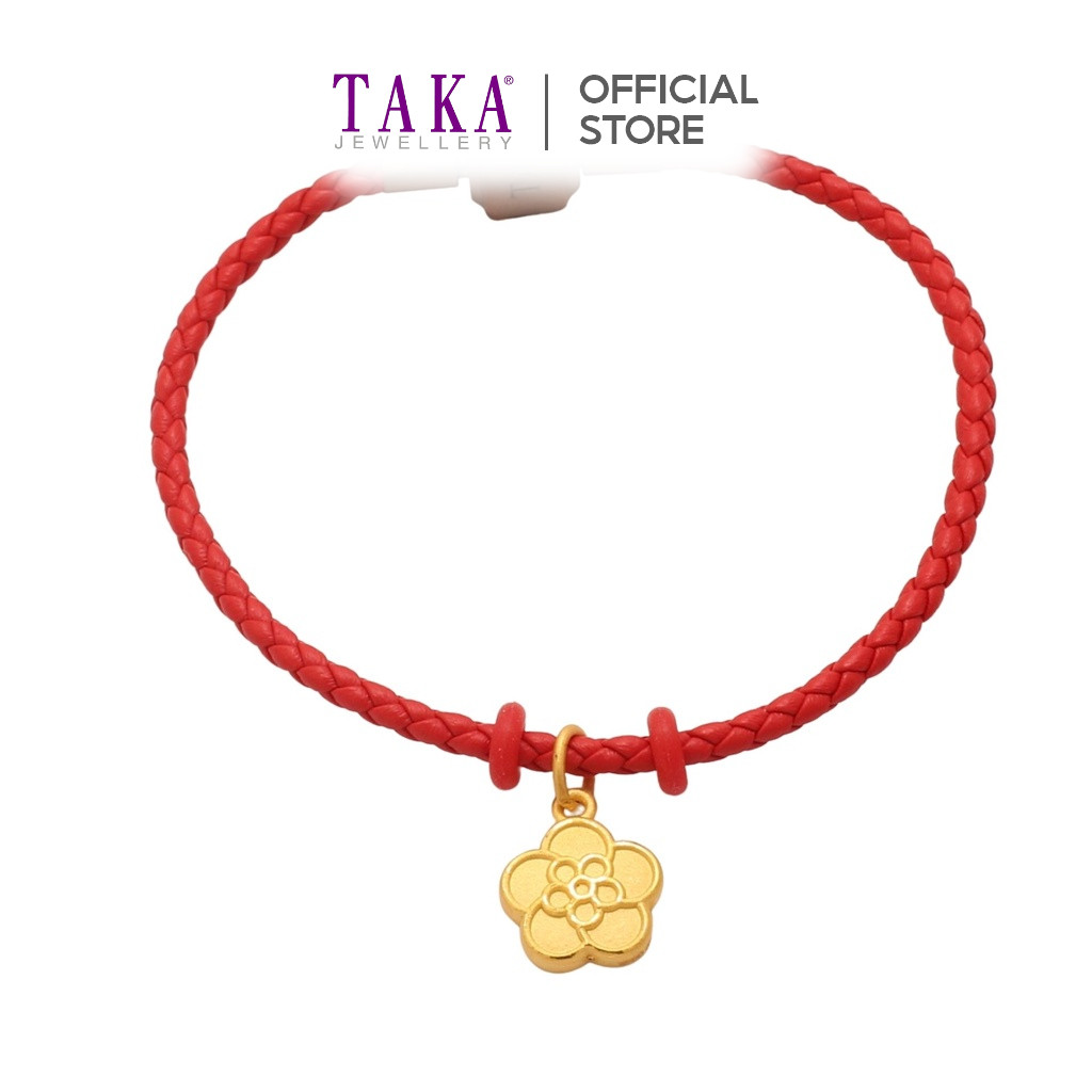 FB8 TAKA Jewellery 999 จี้ทองคําบริสุทธิ์ดอกไม้พร้อมสร้อยข้อมือสายไฟ