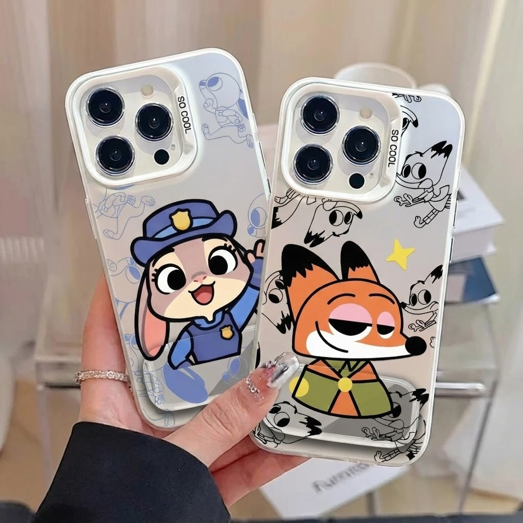 เคสไอโฟน13 ที่วางโทรศัพท์แบบกระจกคู่รักการ์ตูน For iPhone 11 12 13 14 15 16 17 Pro MAX 14 15 16 Plus X XR XSMAX 7Plus SE