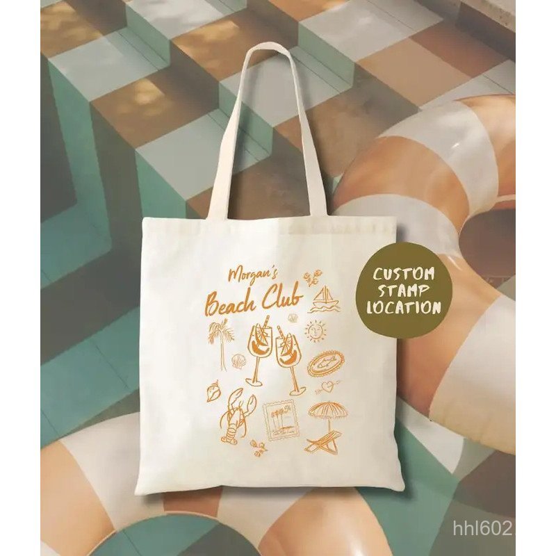 Hand Drawn Beach Club Tote - Beach Bachelorette - Hangover Kit Bag - Bachelorette Tote - Distance We