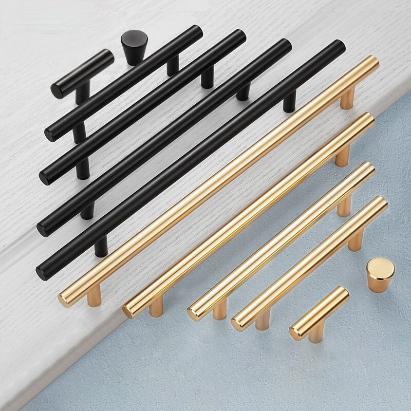 Stainless Steel Straight Cupboard Handles Knobs Brushed Black Gold Kitchen Door Handles Cabinet Pull