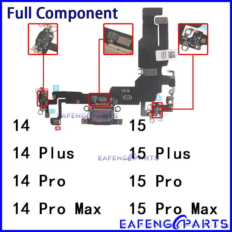 พอร์ต USB Charger Flex สําหรับ IPhone 14 15 + Plus Pro Max Dock ชาร์จโมดูล Dock Connector สายไมโครโฟ