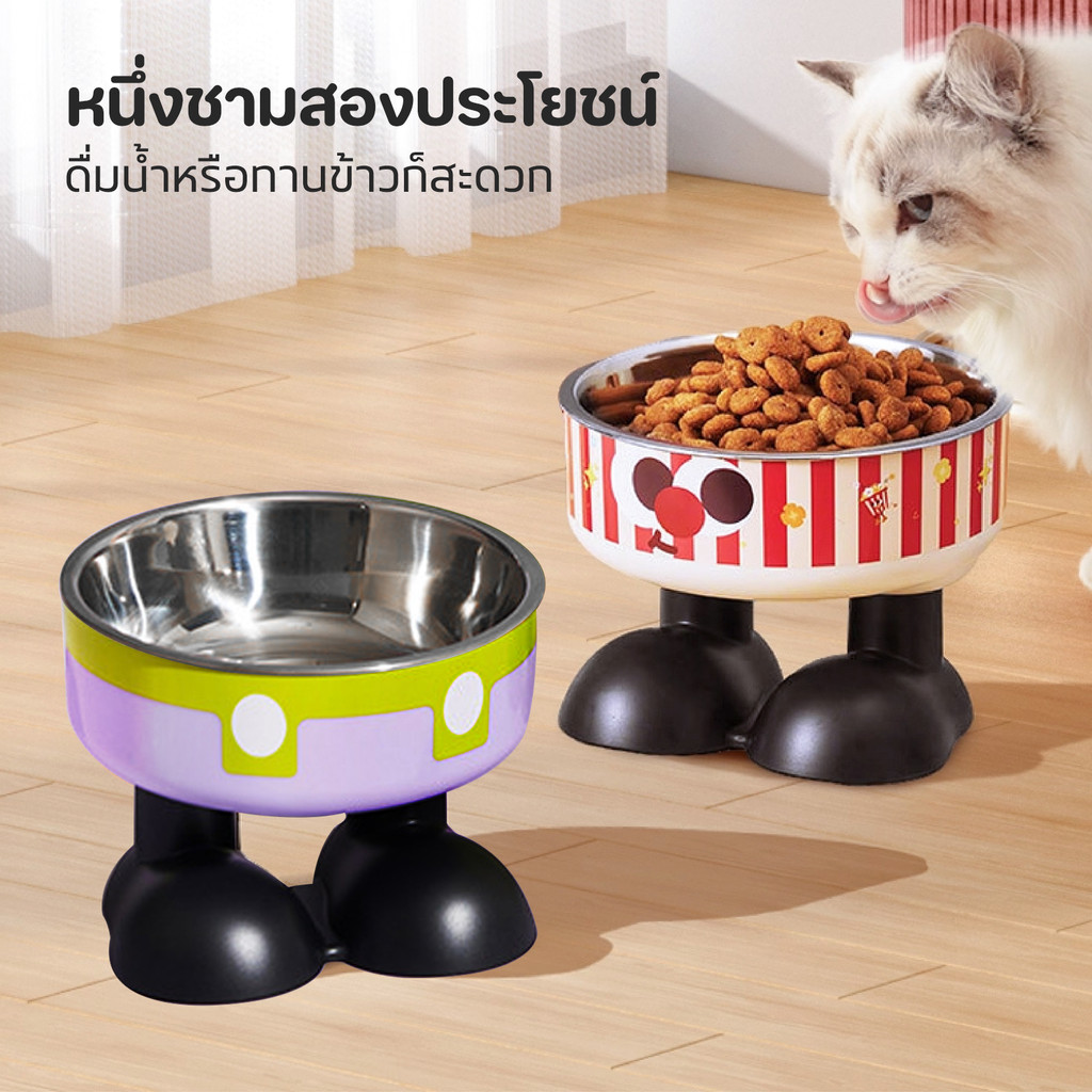 🔥ชามอาหารแมว🔥ชามหมา ชามแมว 2ชั้น ชามสแตนเลส มีขอบยางกันลื่น ชามอาหารสัตว์เลี้ยง ถอดล้างง่าย - รูปที่ 6