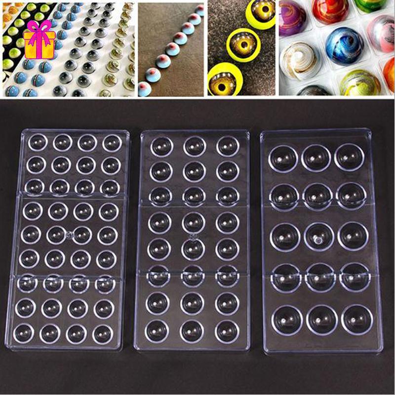 [INTH] 3D Chocolate Mold Polyคาร์บอเนต Sphere Ball แม่พิมพ์เค้กหนา ช็อกโกแลต Mould [ดีกว่า]