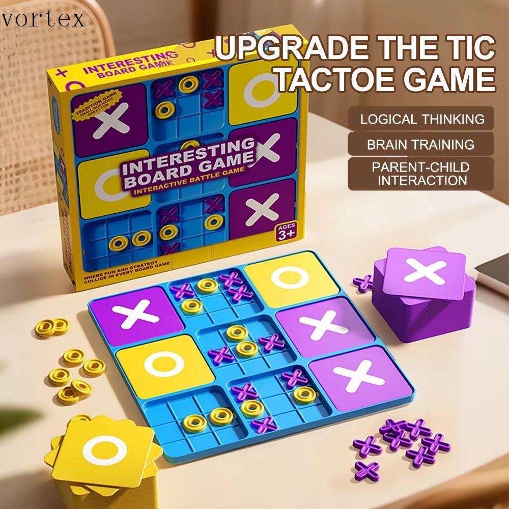 VORTEXG Tic Tac Toe Board Game, Funny Montessori Puzzle Table Game, Tabletop Game Creative Portable 