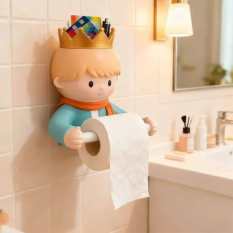 Creative Little Prince Roll Stand Wall-Mounted Punch-Free Toilet Tissue Box Toilet Paper Storage Rac