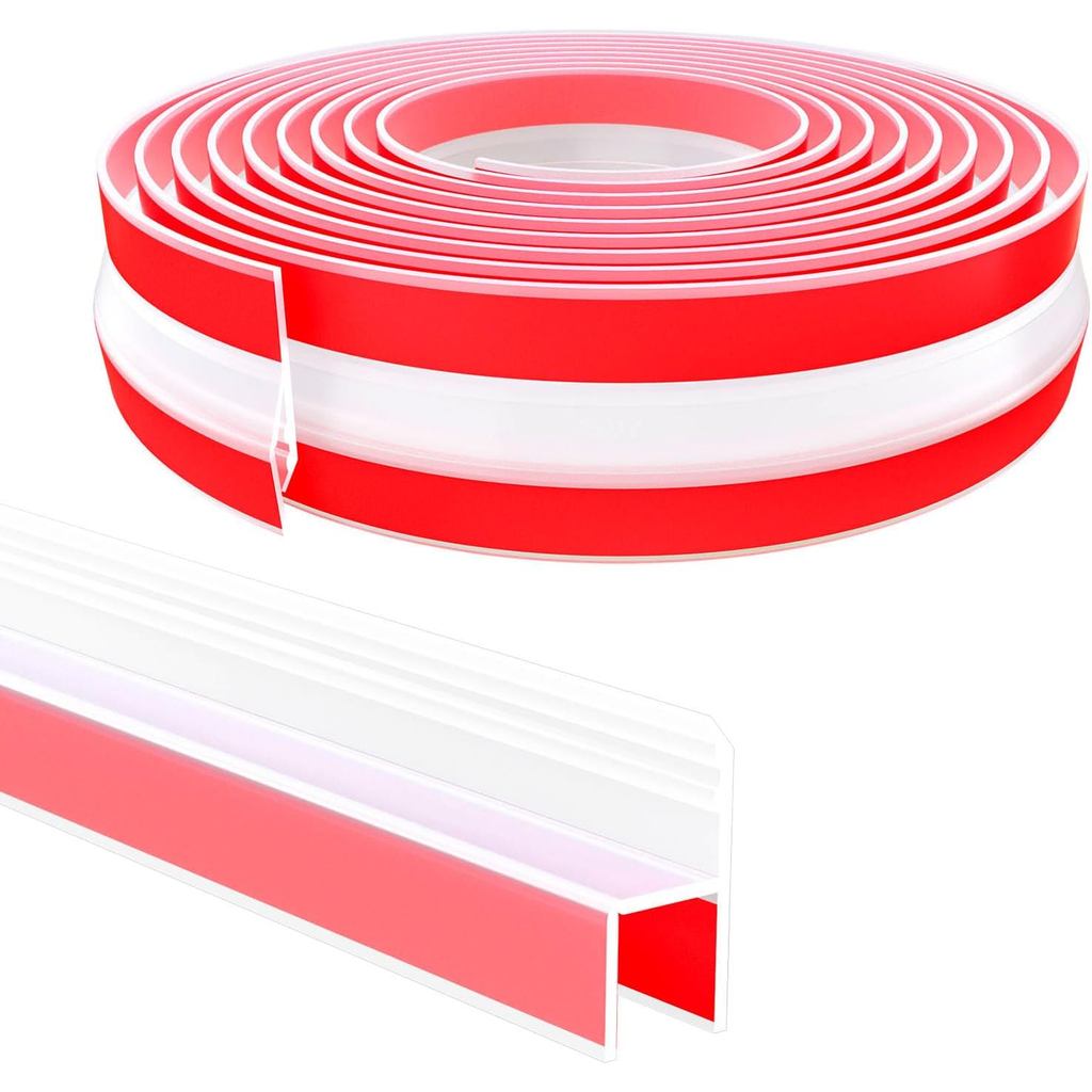 Raycity 10 ฟุตประตูห้องอาบน้ําแถบซีลด้านข้าง - สําหรับ 3/8 "(10 มม.) แถบซีลประตูกระจกไร้กรอบซิลิโคนใ