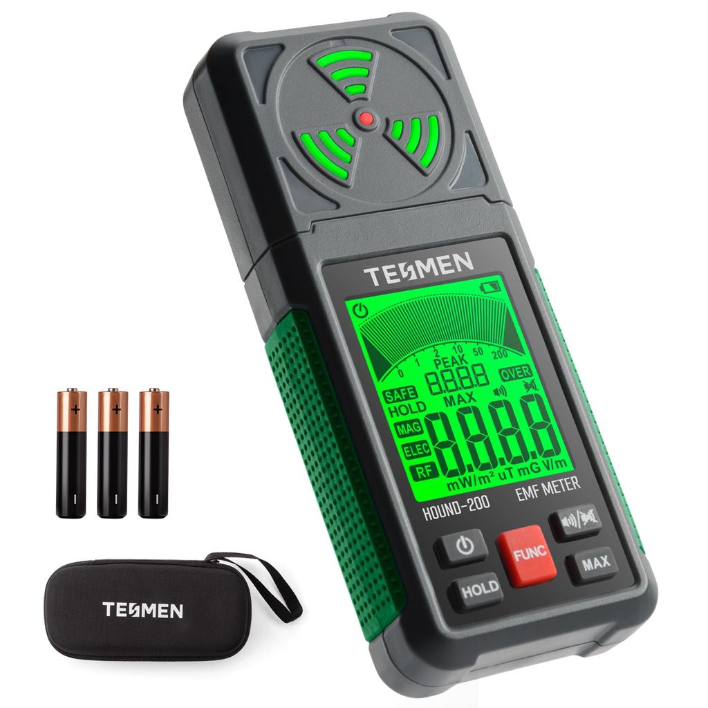 TESMEN EMF Meter, Hound-200 EMF Detector: เครื่องตรวจจับรังสีแม่เหล็กไฟฟ้าแบบพกพา 3-in-1 สําหรับ EF,
