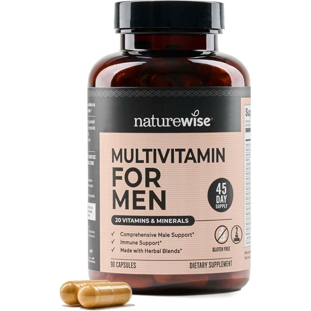 NatureWise Multivitamin for Men - Daily Support - Minerals & Herbs for Energy, Performance, Immunity