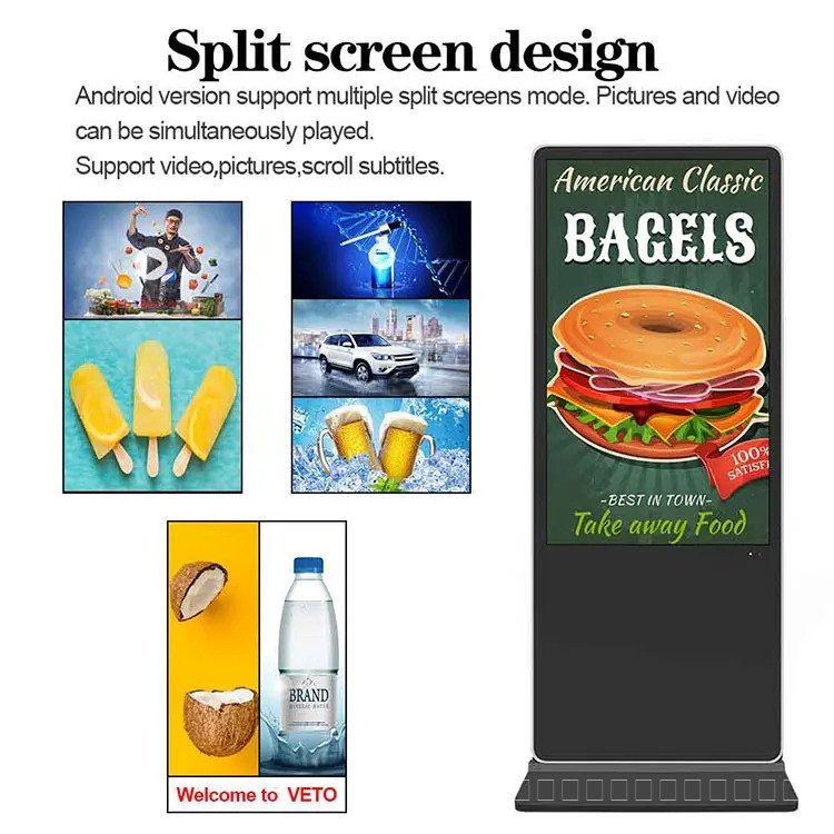Shop mall kiosk 43 49 55 นิ้วในร่มขาตั้งจอแสดงผล android digital signage touch totem หน้าจอโฆษณา lcd