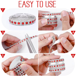 Self กาว Rhinestone Strip คริสตัลเพชร Trim เทป Glitter Bling สติกเกอร์ริบบิ้นสําหรับเสื้อผ้ากระเป๋ารองเท้า DIY ตกแต่งหัตถกรรมอุปกรณ์เสริม