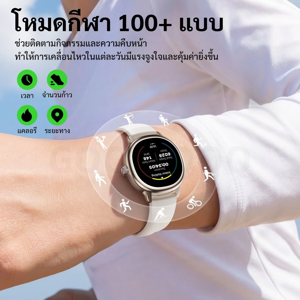 GOOJODOQ ผู้หญิง สมาร์ทวอทช์ IP67 สมาร์ทวอทช์กันน้ํา 1.04 จอแสดงผล AMOLED โทรและข้อความแจ้งเตือนการติดตามสุขภาพ thumbnail 9