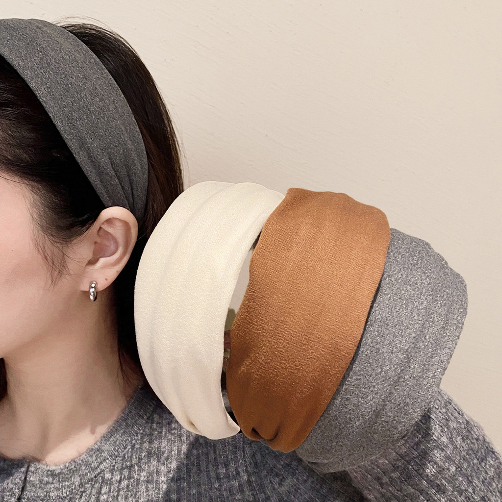 2026 ใหม่แถบคาดศีรษะวงกว้างผู้หญิงสูง Cranium สีเทาล้างหน้า Hairband ทุกวันกลางแจ้งกดอุปกรณ์เสริมผม