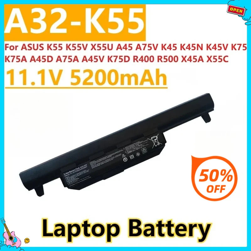 ใหม่ A32-K55 แบตเตอรี่ 11.1V 5200mAh สําหรับ ASUS K55 K55V X55U A45 A75V K45 K45N K45V K75 K75A A45D