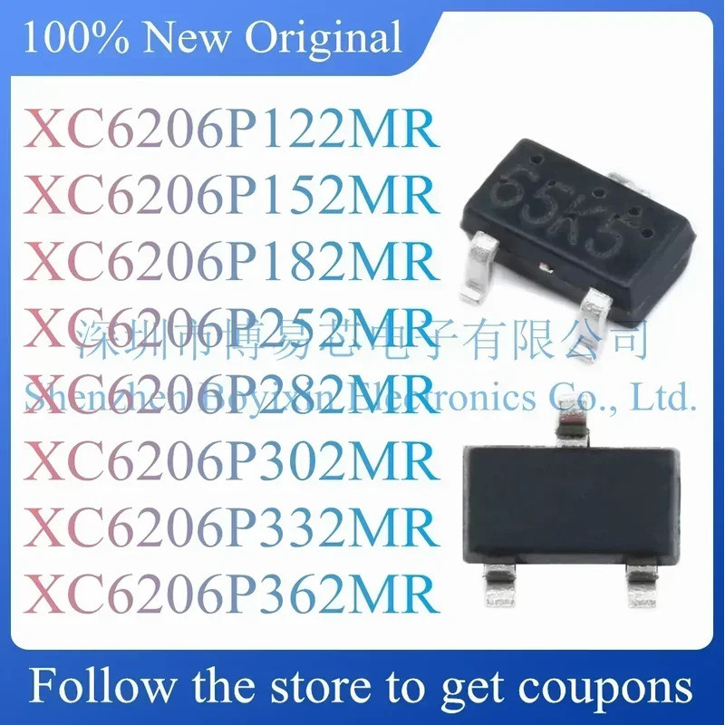 5PCS XC6206P122MR XC6206P152MR XC6206P182MR XC6206P282MR XC6206P302MR XC6206P332MR XC6206P362MR XC62