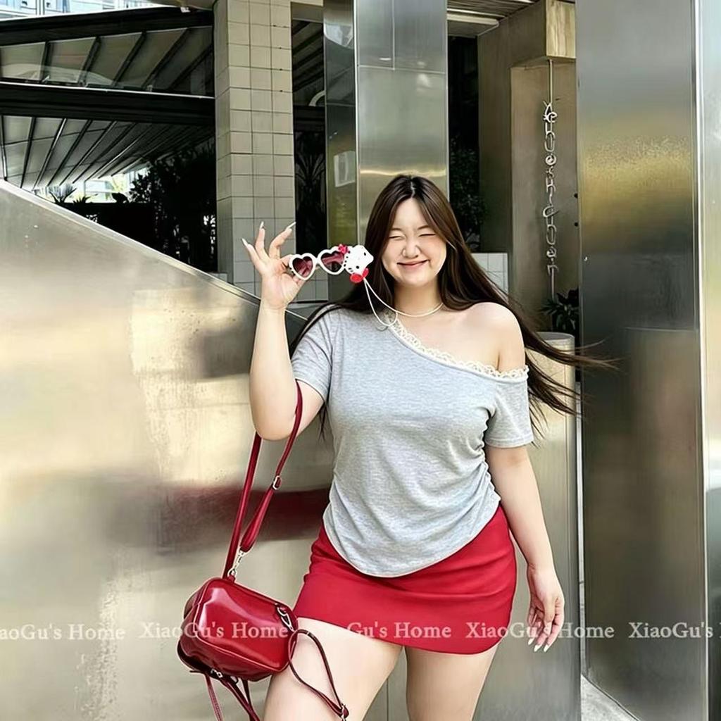 เสื้อปาดไหล่ผู้หญิง เสื้อลำลองคอกว้าง เสื้อแหวกเอวสุดเซ็กซี่ เสื้อผู้หญิงสีพื้น แมทช์ง่าย ผ้านุ่ม ผ้าดีใส่สบาย ทันสมัย