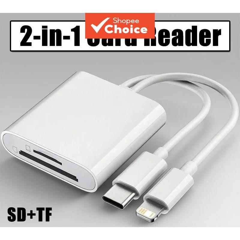 อะแดปเตอร์อ่านการ์ดกล้องแบบ USB-C 2-in-1 สําหรับ iOS มีช่องเสียบคู่ ใช้งานแบบเสียบแล้วเล่นสําหรับอุปกรณ์ทางมือถือ