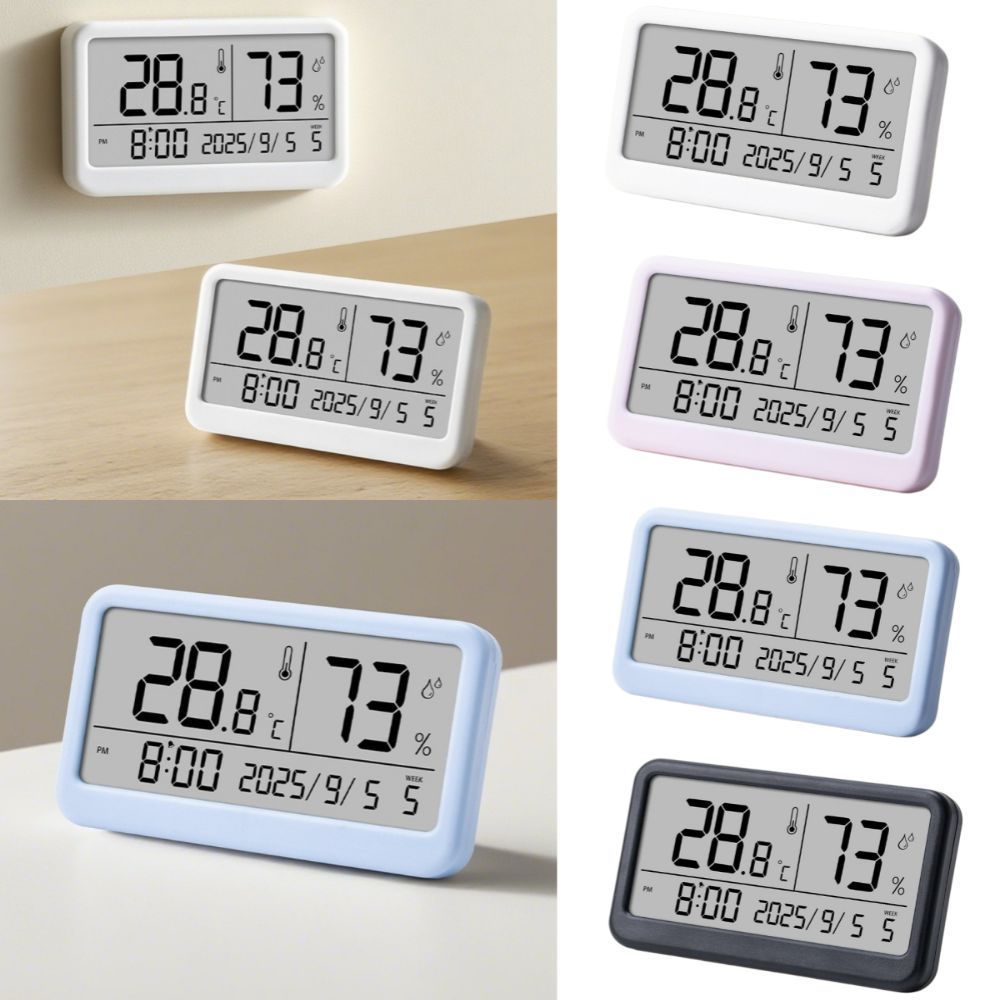 เครื่องวัดอุณหภูมิ,จอแสดงผล LCD เครื่องวัดความชื้นอิเล็กทรอนิกส์อเนกประสงค์, ติดผนังแสดงเวลา นาฬิกาตั้งโต๊ะ