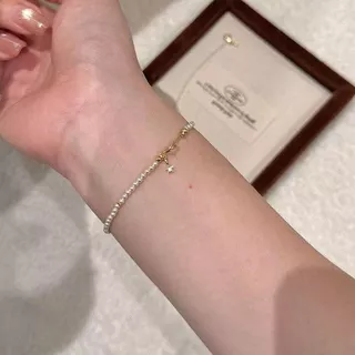 Pearl Star จี้โซ่บางหรูหรา Niche Design ประณีต All-Match สร้อยข้อมือสร้อยข้อมือโซ่บาง