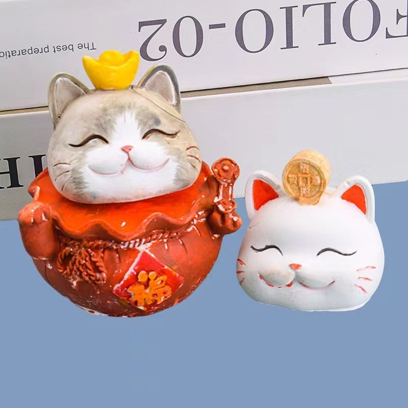 Lucky Cat Aromatherapy พลาสเตอร์ตุ๊กตาตัวอ่อนสีขาว Handmade DIY ระบายสีของเล่นแฟนแฟนของขวัญเครื่องปร