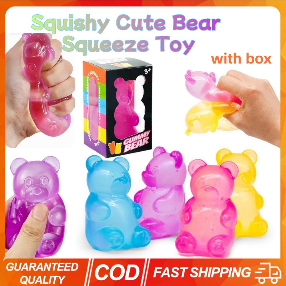 Squishy หมีน่ารัก Maltose Squeeze ของเล่น NeeDoh ความเครียดบรรเทา Fidget สีสัน Sensory ของเล่นชนิดบรรจุกล่องนุ่มช้า Rebound Squishies สําหรับผู้ใหญ่ของขวัญ