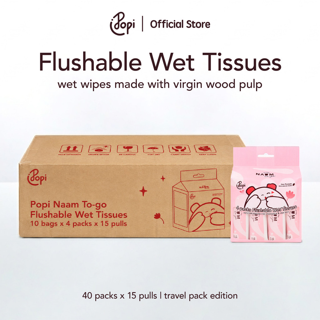 40 pek Naam To-go Tisu Basah Tandas ทิชชู่เปียก Flushable (ลัง)