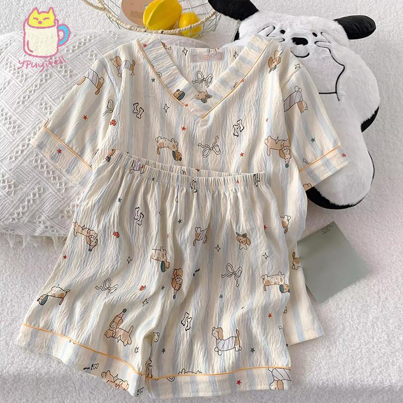 [YPU] Fashion Home Forneck Fashion Sweet With Chest Pad Cloud Cotton Loose Pyjamas Set am คอเต่าสนัค