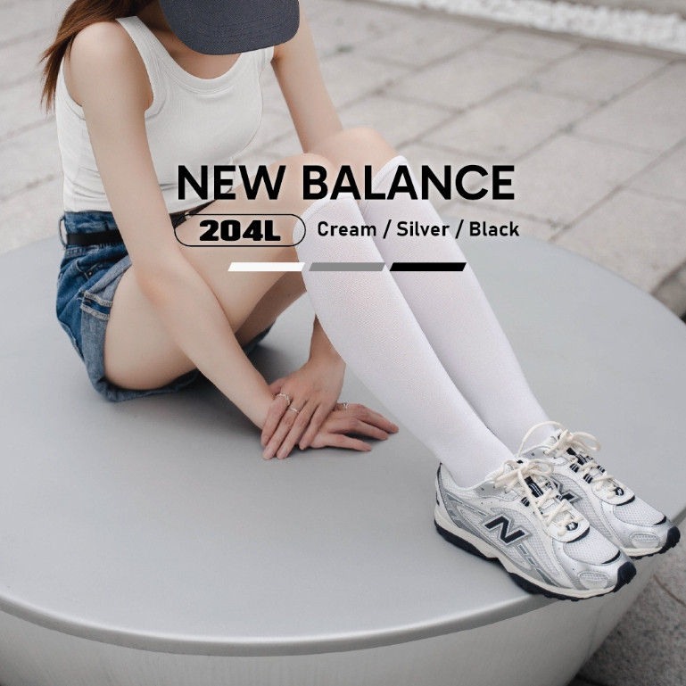 New Balance New Balance 204L U204LSWD ผู้ชายผู้หญิงกีฬารองเท้าลําลองรองเท้า Retro สวมครีมเงินสีดํา