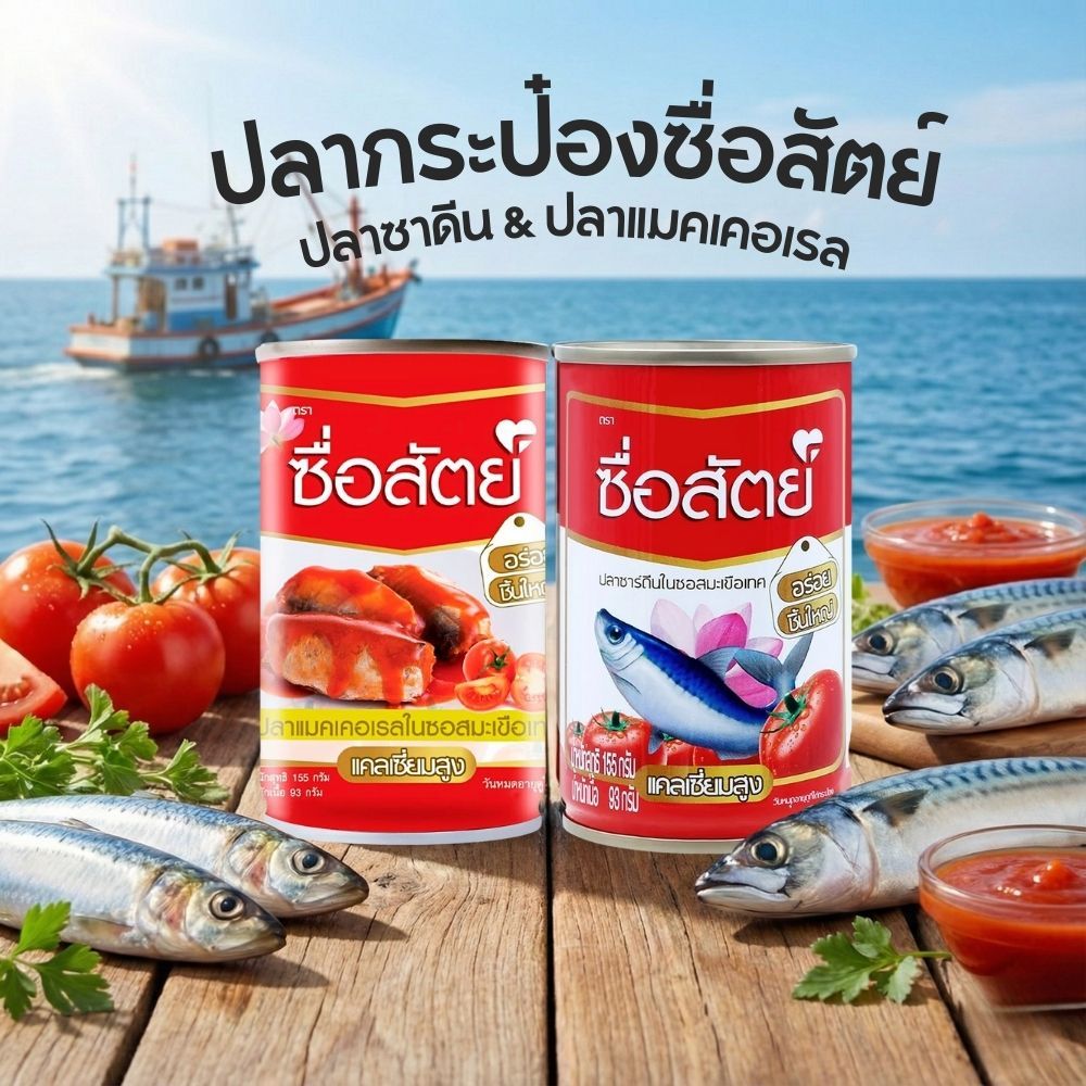 (แพ็ค 10 ชิ้น) ปลากระป๋อง ซื่อสัตย์ ซาร์ดีน แมคเคอเรล by กำตังค์