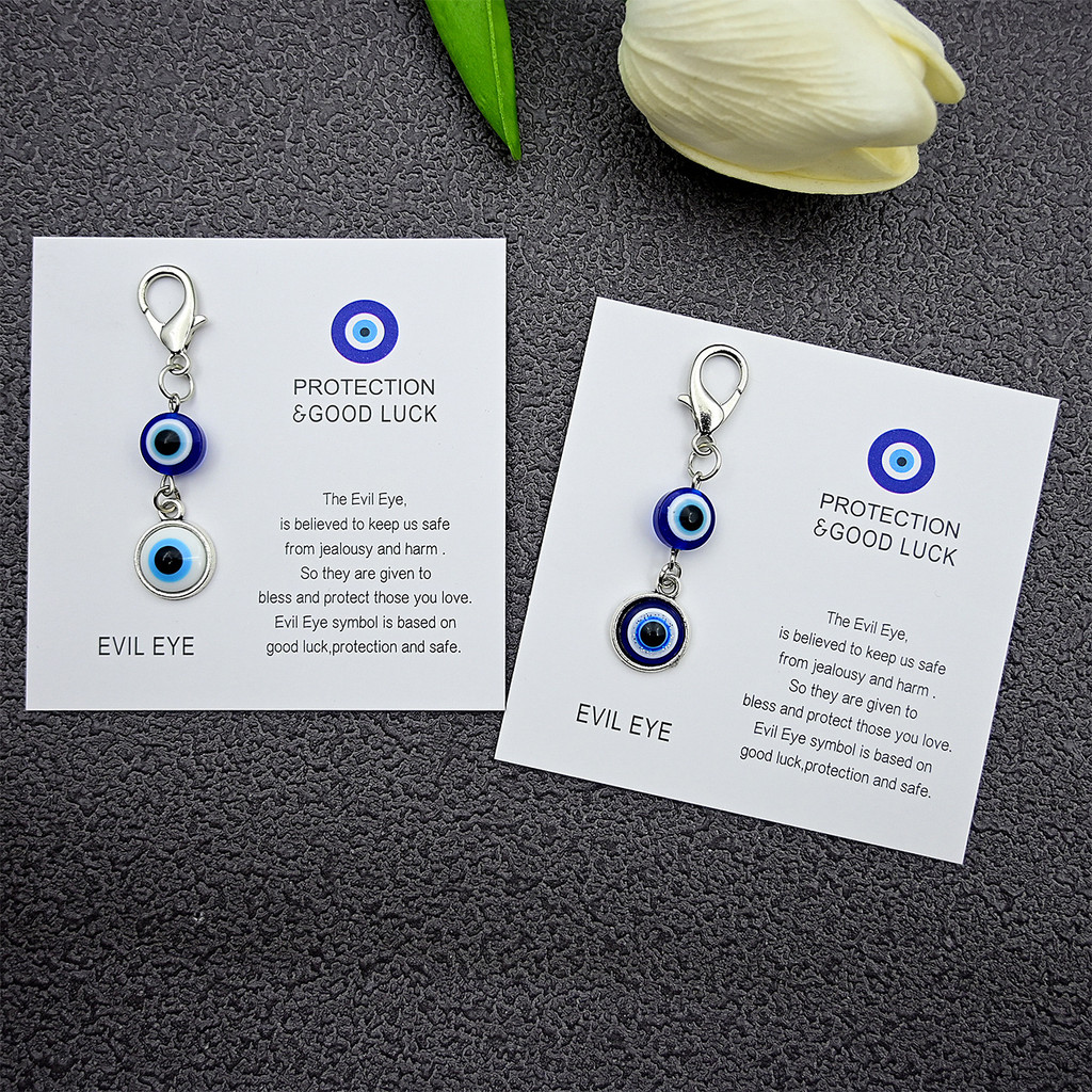 PROTECTION GOOD LUCK GOOD LUCK Card Blue Eye of Evil พวงกุญแจห้อยกระเป๋า