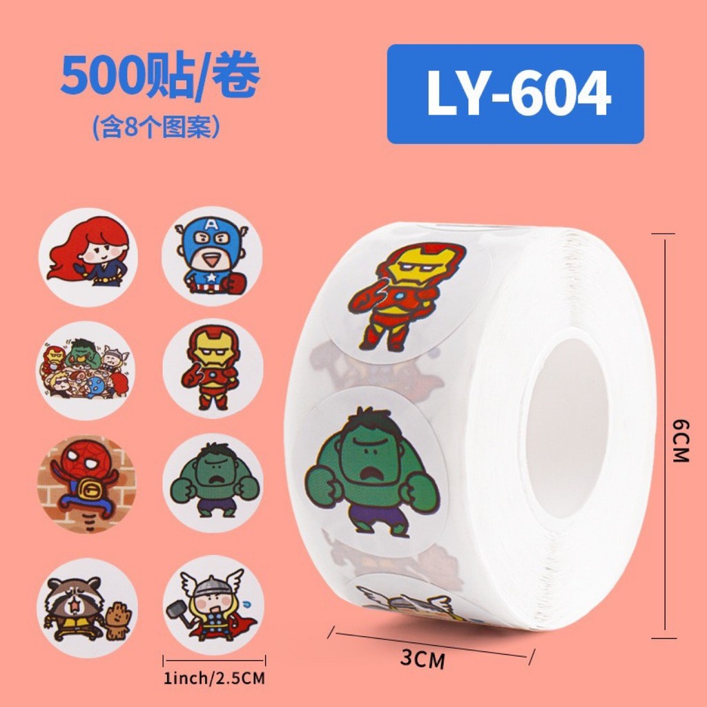สินค้าใหม่สติกเกอร์รูป Marvel ins Avengers Captain America Iron Man Spiderman Roll Stickers Cup Stic