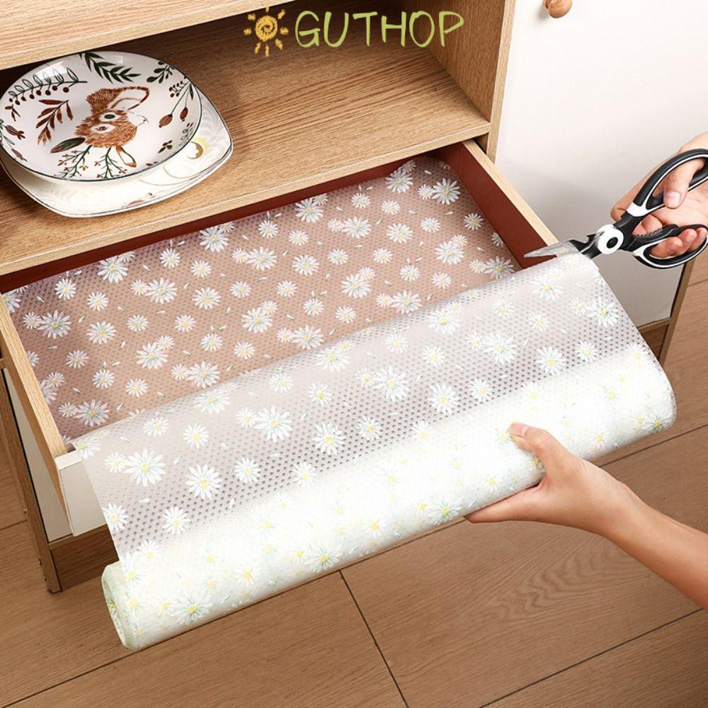 GUTHOP แผ่นรองลิ้นชัก, แผ่นรองตู้เย็นแบบไม่มีกาว EVA, แผ่นรองชั้นวางของกันน้ําซักได้แบบใช้ซ้ําได้