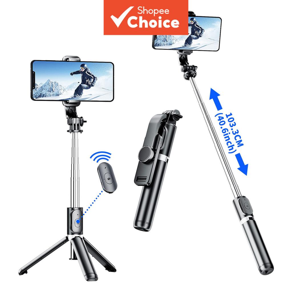 Q02 Q05Tripod Selfie Stick การถ่ายภาพแบบพับได้ Live ไร้สายบลูทูธแบบพับได้ขาตั้งโทรศัพท์ Sta