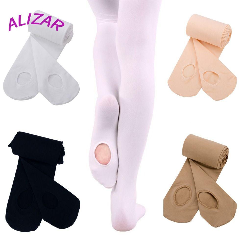 ถุงน่องบัลเล่ต์ ALIZAR, 60D พร้อมกางเกงเลกกิ้งบัลเล่ต์แบบเปิดประทุนรู, ถุงน่องไร้ตะเข็บสีขาวนู้ดสําหรับเด็กผู้หญิง