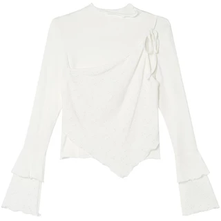 shayne-เสื้อยืดสตรี แขนยาว คอวี สีทึบ ประเภทการเชื่อมต่อ ประเภทรุ่น Slim Fit เรียบง่าย หวาน สุภาพสตรี แฟชั่นฤดูร้อน วิทย