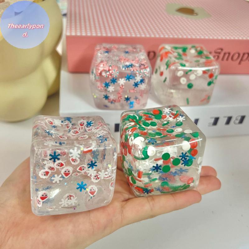 EARLYPTOND 1 ชิ้นคริสต์มาส Series Sensory Fidget ของเล่น Taba Squishy ความเครียดลูก Cube ช้า Rise Sq