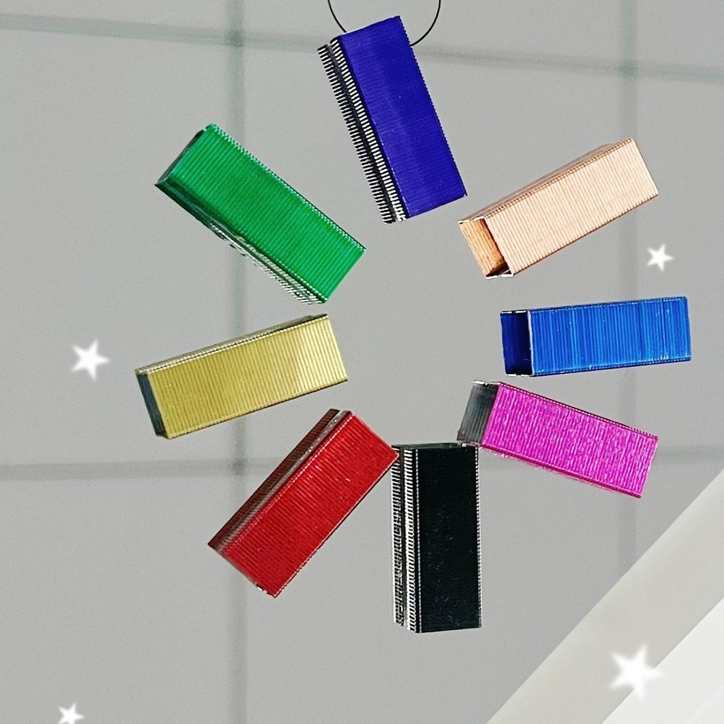 号彩色大红喜庆订书针订书钉文装订电镀可DIY创意针办公针Color Red Festive Staple 75hS1Tfx3o1212