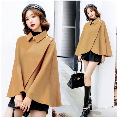 Cape Coat Short Size Woolen Dragon และ Phoenix Wool