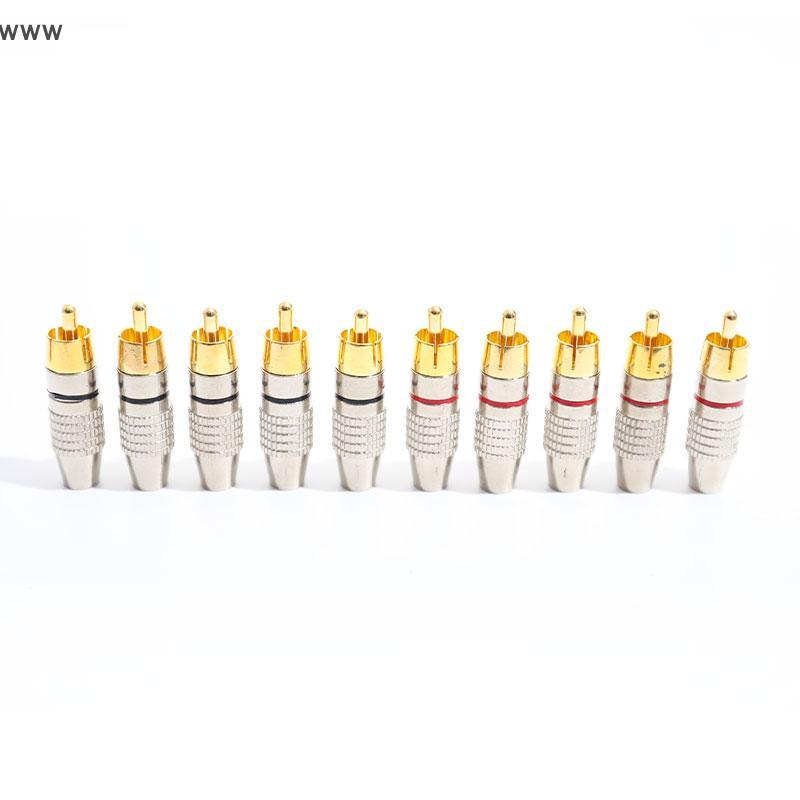 COD 10ชิ้นปลั๊ก RCA สายล็อควิดีโอเสียงตัวเชื่อมต่อตัวผู้ชุบทองใหม่ ราคา ถูกที่สุด ดีลบีเคเค รูปภาพหลัก