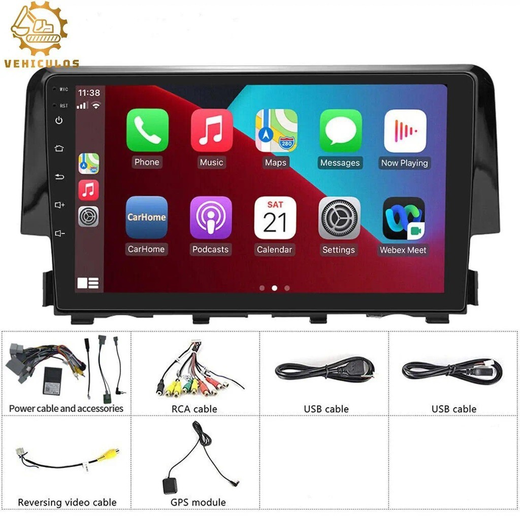 VEHICULOS 1 ชุดรถสเตอริโอวิทยุใหม่สําหรับ 2016-2020 Honda Civic 9 "2G 32G Carplay กล้องอุปกรณ์ตกแต่ง